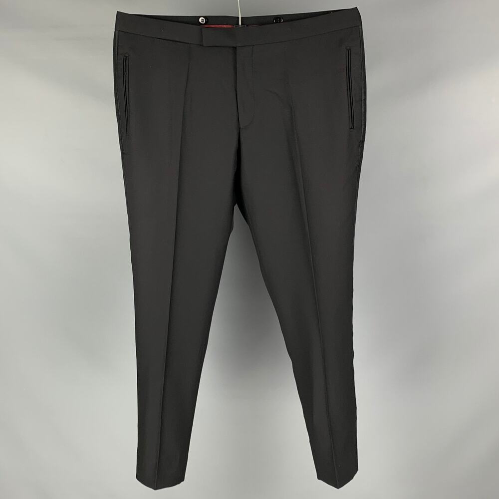 SUITSUPPLY Size 38 Black Wool Tuxedo Dress Pants